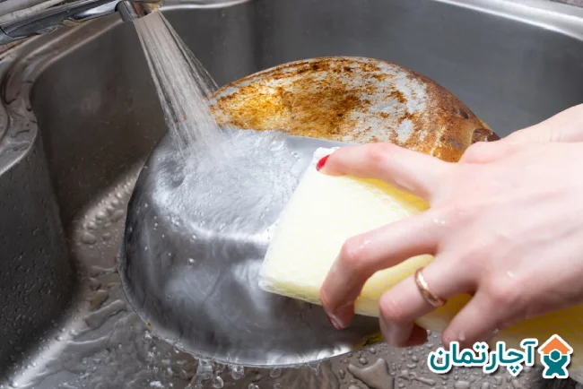 تمیز کردن قابلمه سوخته