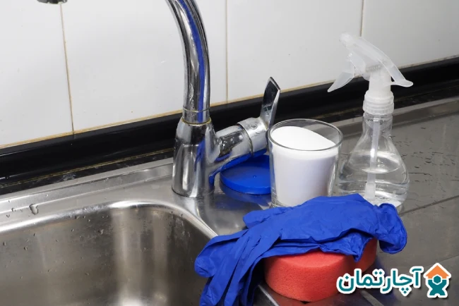 تميز كردن شيرآلات با جوش شیرین